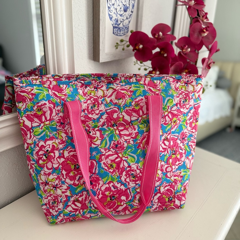 Lilly Pulitzer Floral Pink and Blue Tote Bag